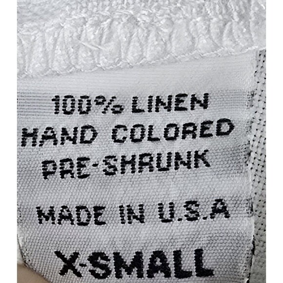 Russ Berens Linen Top White Floral Stitching Button Up Long Sleeve X Small USA - Picture 13 of 14